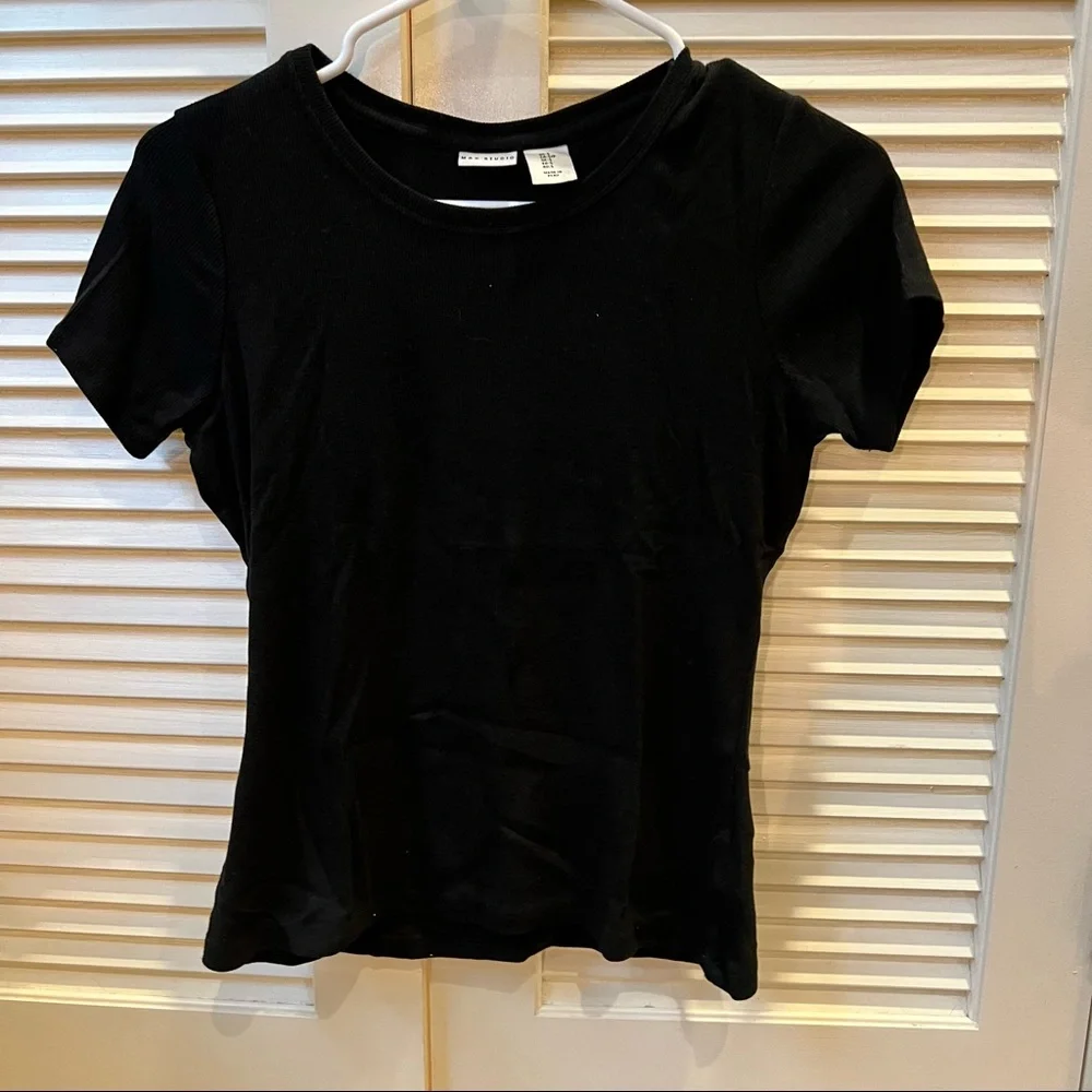 Basic Black Ribbed Tee - Picture 1 of 2